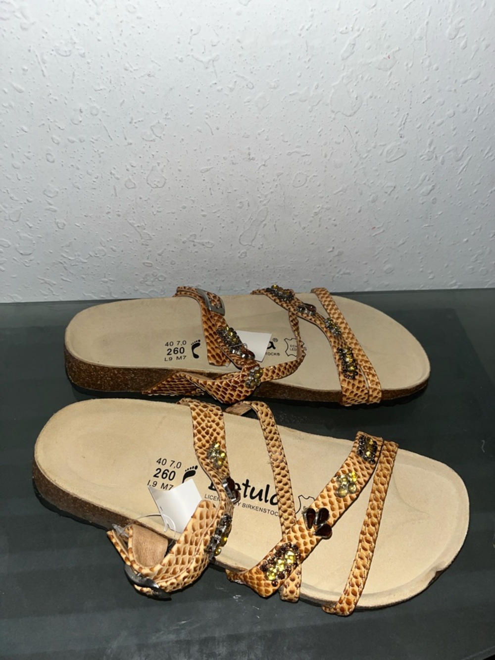 NWT Betula Birkenstock Jeweled Faux Snakeskin Women’s Sandals US Sz 9 - Picture 3 of 6
